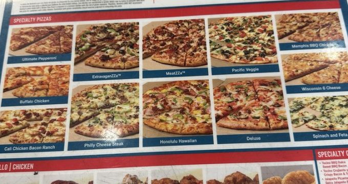 Domino's menu with prices